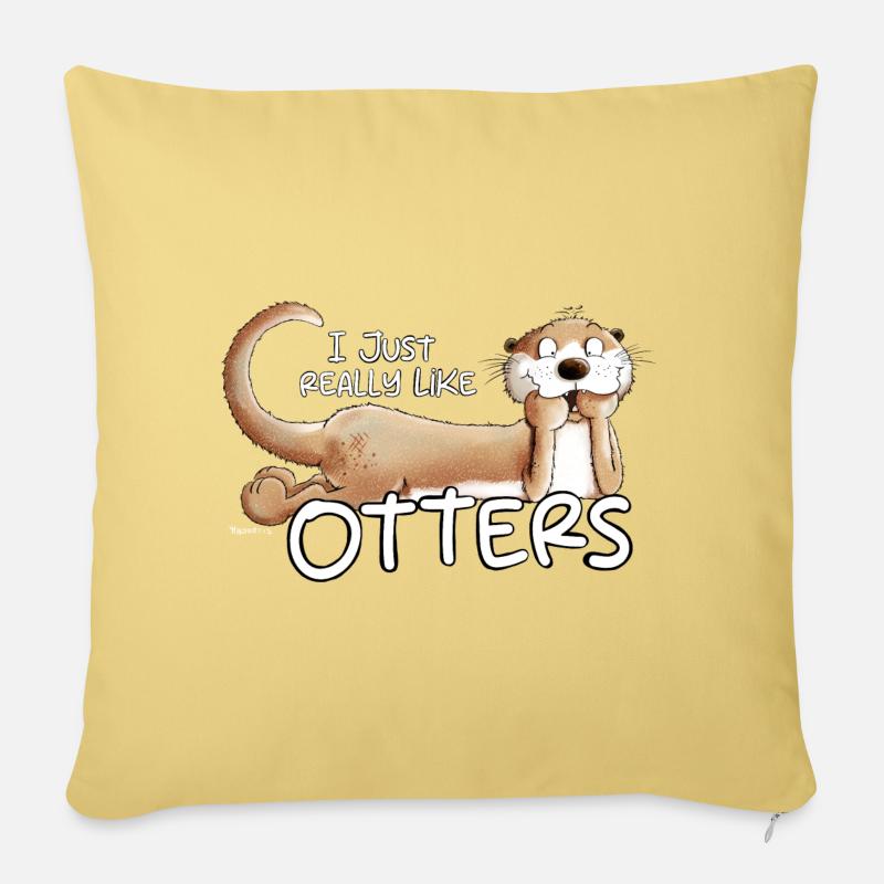 I Really Like Otters Otter Spruch Tiermotiv - Sofakissenbezug 45 x 45 cm - Hellgelb