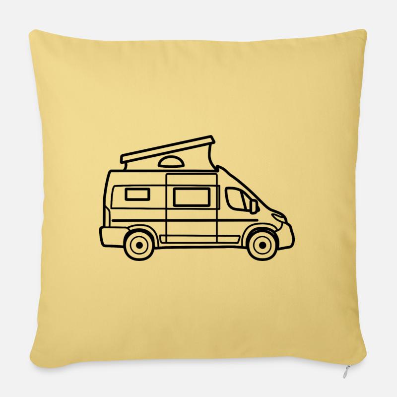 Camping-car avec toit relevable - Neuf - Housse de coussin décorative 45 x 45 cm - jaune délavé