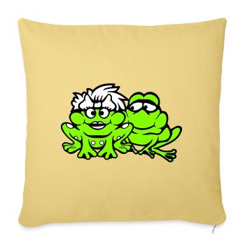 2 grenouilles couple femme homme crapaud drôle amoureux - Housse de coussin décorative 45 x 45 cm - jaune délavé - Devant