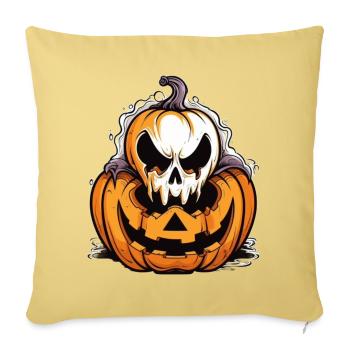 Citrouille effrayante avec motif de crâne - Housse de coussin décorative 45 x 45 cm - jaune délavé - Devant