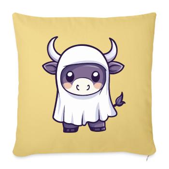 Bull Halloween fantôme - Housse de coussin décorative 45 x 45 cm - jaune délavé - Devant