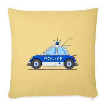 Voiture de Police Bleu - Housse de coussin décorative 45 x 45 cm - jaune délavé - Devant