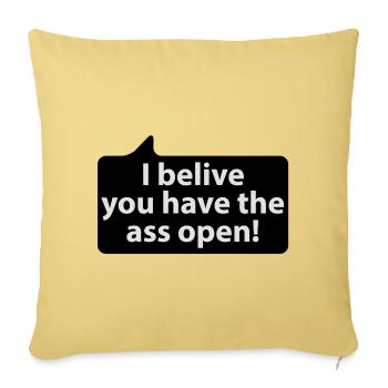 I belive you have the ass open | german phrases - Housse de coussin décorative 45 x 45 cm - jaune délavé - Devant