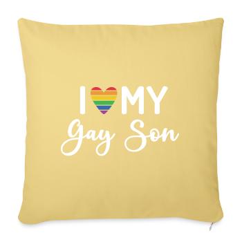 J’aime mon fils gay - Housse de coussin décorative 45 x 45 cm - jaune délavé - Devant