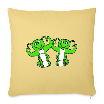 2 caterpillars bodybuilder team muscle building friends cute - Sofa pillowcase 17,3'' x 17,3'' (45 x 45 cm) - washed yellow - Front