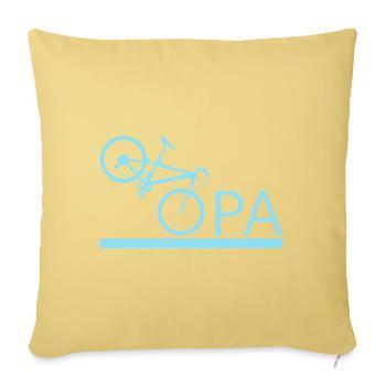Opa mit Fahrrad – Vintage Blau - Sofakissenbezug 45 x 45 cm - Hellgelb - Vorne