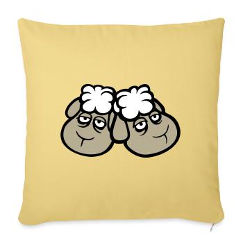 Couple de moutons Fatigué Triste Somnolent Ami épuisé - Housse de coussin décorative 45 x 45 cm - jaune délavé - Devant