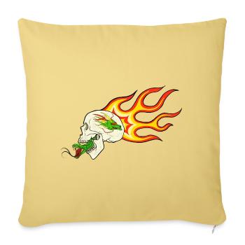 Motif rétro biker – Dragon de Flamme & Serpent - Housse de coussin décorative 45 x 45 cm - jaune délavé - Devant
