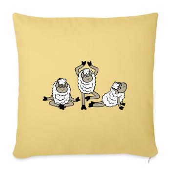 Schaf Drei Müde Erschöpft Yoga Meditation 3 Posen - Sofakissenbezug 45 x 45 cm - Hellgelb - Vorne