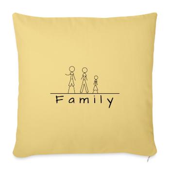 Famille de figurines en bâton - Housse de coussin décorative 45 x 45 cm - jaune délavé - Devant