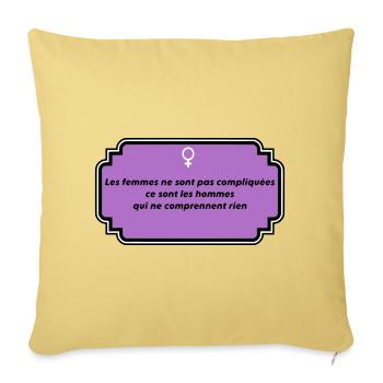 Message féminisme et liberté féminine - Housse de coussin décorative 45 x 45 cm - jaune délavé - Devant