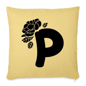 Alphabet Letter P With Flower - Sofa pillowcase 17,3'' x 17,3'' (45 x 45 cm) - washed yellow - Front