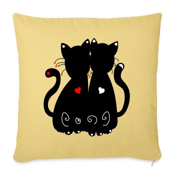 chats noirs - Housse de coussin décorative 45 x 45 cm - jaune délavé - Devant