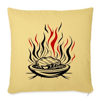Grill Flame Meat Bbq - Sofa pillowcase 17,3'' x 17,3'' (45 x 45 cm) - washed yellow - Front