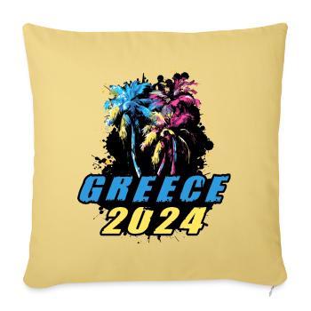 Grèce 2024 Vacances Palmiers Multicolores - Housse de coussin décorative 45 x 45 cm - jaune délavé - Devant