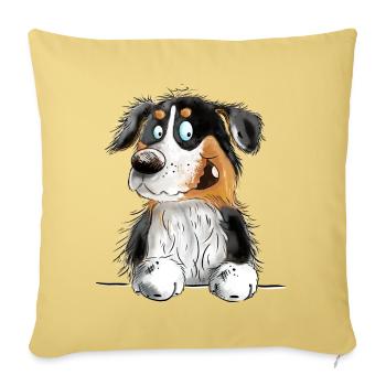 Funny Australian Shepherd Black Tri - Sofa pillowcase 17,3'' x 17,3'' (45 x 45 cm) - washed yellow - Front
