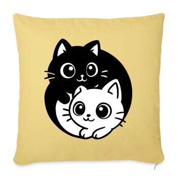 Ying Yang Kawaii Cats Icon - Sofa pillowcase 17,3'' x 17,3'' (45 x 45 cm) - washed yellow - Front