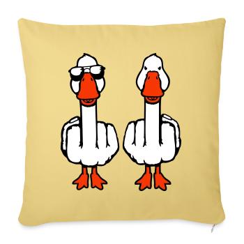 2 Goose Double Middle Finger Geese Friends Team Duo - Sofa pillowcase 17,3'' x 17,3'' (45 x 45 cm) - washed yellow - Front
