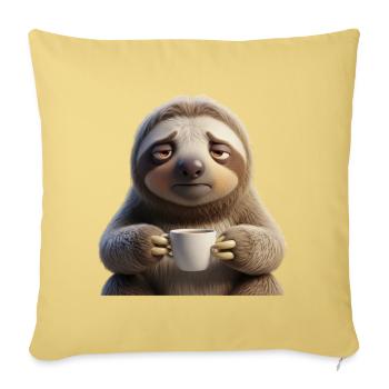 Funny tired sloth with coffee - Sofa pillowcase 17,3'' x 17,3'' (45 x 45 cm) - washed yellow - Front