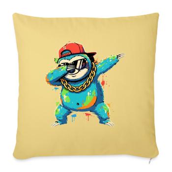 Dabbing Faultier mit Cap Street Art Design - Sofakissenbezug 45 x 45 cm - Hellgelb - Vorne