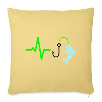 Pulse Line Fishing Fish Icon - Sofa pillowcase 17,3'' x 17,3'' (45 x 45 cm) - washed yellow - Front
