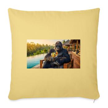 Gorilla genießt seinen tropischen Fruchtcocktail - Sofakissenbezug 45 x 45 cm - Hellgelb - Vorne