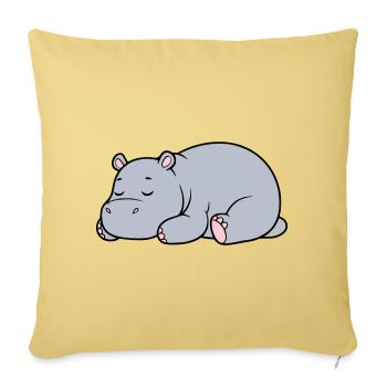 Sleeping Hippopotamus Tired Lazy Vector - Sofa pillowcase 17,3'' x 17,3'' (45 x 45 cm) - washed yellow - Front