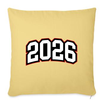 Année 2026 - Housse de coussin décorative 45 x 45 cm - jaune délavé - Devant