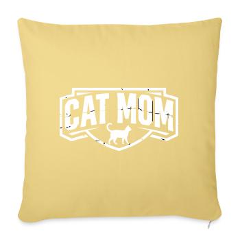 Blason vintage de la Cat Mom - Housse de coussin décorative 45 x 45 cm - jaune délavé - Devant