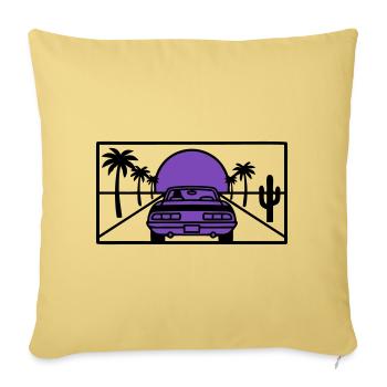 Graphisme de route de nuit - Housse de coussin décorative 45 x 45 cm - jaune délavé - Devant