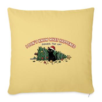 Weihnachtskatze Baum umgeworfen Lustiger Spruch - Sofakissenbezug 45 x 45 cm - Hellgelb - Vorne