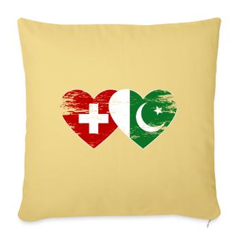 Switzerland Pakistan flag heart used - Sofa pillowcase 17,3'' x 17,3'' (45 x 45 cm) - washed yellow - Front