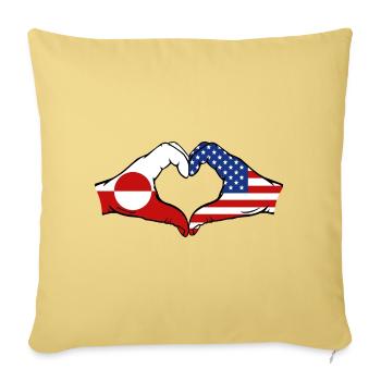 Drapeau des États-Unis Mains Forme de cœur - Housse de coussin décorative 45 x 45 cm - jaune délavé - Devant