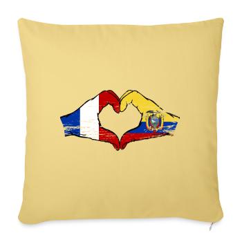 France Ecuador flag hands heart shape used - Sofa pillowcase 17,3'' x 17,3'' (45 x 45 cm) - washed yellow - Front