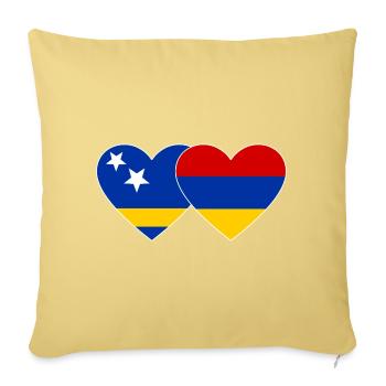 Cœur du drapeau Arménie de Curaçao - Housse de coussin décorative 45 x 45 cm - jaune délavé - Devant