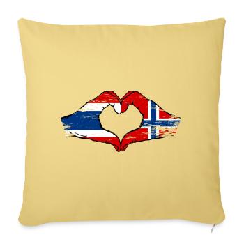 Thailand Schweden Flagge Hände Herzform used look - Sofakissenbezug 45 x 45 cm - Hellgelb - Vorne