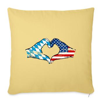 Bavière, USA, Drapeau, Mains, Forme de coeur Utilisé - Housse de coussin décorative 45 x 45 cm - jaune délavé - Devant