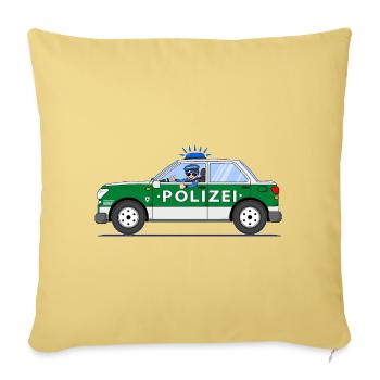 Polizeiauto mit Polizist Grün und Silber - Sofakissenbezug 45 x 45 cm - Hellgelb - Vorne