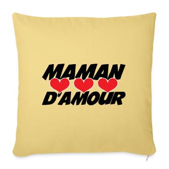 Maman d'Amour - Fête des Mères - Housse de coussin décorative 45 x 45 cm - jaune délavé - Devant