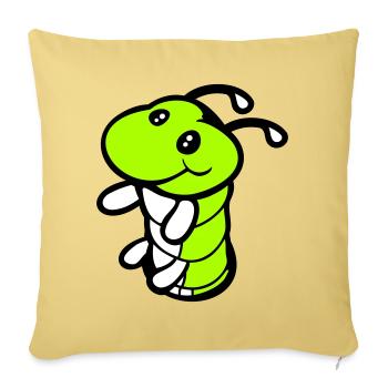Caterpillar Bottom Hole Cute Smiles Friendly Happy - Sofa pillowcase 17,3'' x 17,3'' (45 x 45 cm) - washed yellow - Front