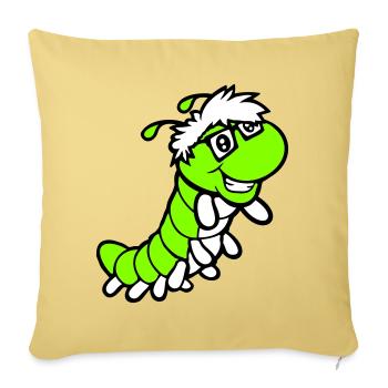 Nerd Caterpillar Intelligent Geek Worm Horn-rimmed Glasses Smart - Sofa pillowcase 17,3'' x 17,3'' (45 x 45 cm) - washed yellow - Front