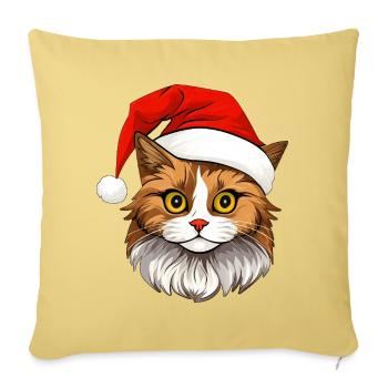 Noël chat - Housse de coussin décorative 45 x 45 cm - jaune délavé - Devant