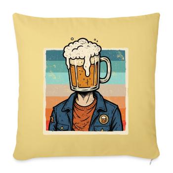 Bière millésime, amateur de bière, amateur de bière, - Housse de coussin décorative 45 x 45 cm - jaune délavé - Devant