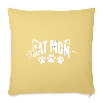 Lettrage des Pattes de Maman Chat - Housse de coussin décorative 45 x 45 cm - jaune délavé - Devant