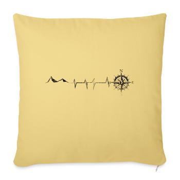 Heartbeat - Compass - Mountain - (8) - Sofa pillowcase 17,3'' x 17,3'' (45 x 45 cm) - washed yellow - Front