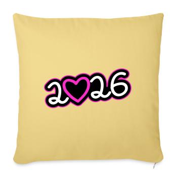 2026 Heart - Sofa pillowcase 17,3'' x 17,3'' (45 x 45 cm) - washed yellow - Front