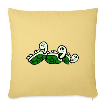 3 tortues renversées sur le dos triste - Housse de coussin décorative 45 x 45 cm - jaune délavé - Devant