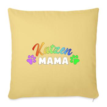 Katzen Mama: Bunte Pfoten-Power - Sofakissenbezug 45 x 45 cm - Hellgelb - Vorne
