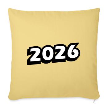 2026 year - Sofa pillowcase 17,3'' x 17,3'' (45 x 45 cm) - washed yellow - Front