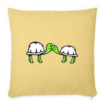 2 turtles cuddling sweet kissing couple love team - Sofa pillowcase 17,3'' x 17,3'' (45 x 45 cm) - washed yellow - Front